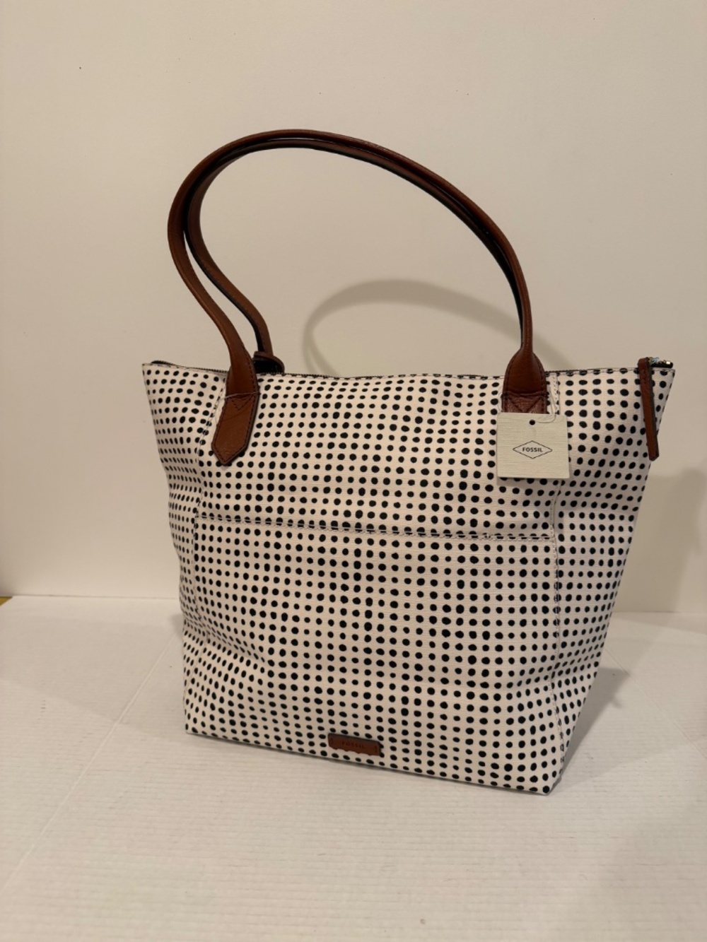 NWT - FOSSIL - DOT PRINTED LEATHER TOTE
